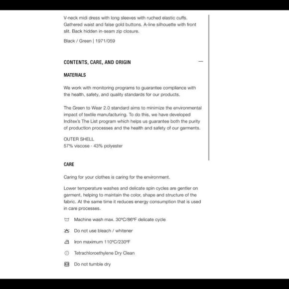 Zara Black brown check draped long sleeve V-neck dress Sz XS NWT New with tag - Picture 9 of 10